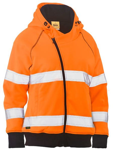 Sudadera con capucha de forro polar de alta visibilidad con cinta adhesiva y forro de sherpa para mujer de Bisley